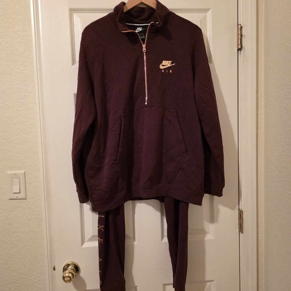 Nike Plum Half-Zip Pullover with Rose Gold Accents with Matching Leggings